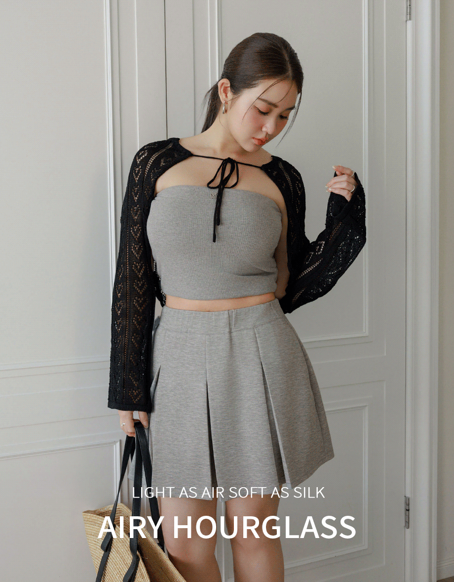 AIRY HOURGLASS High Waist Knit Pleated Flare Skort